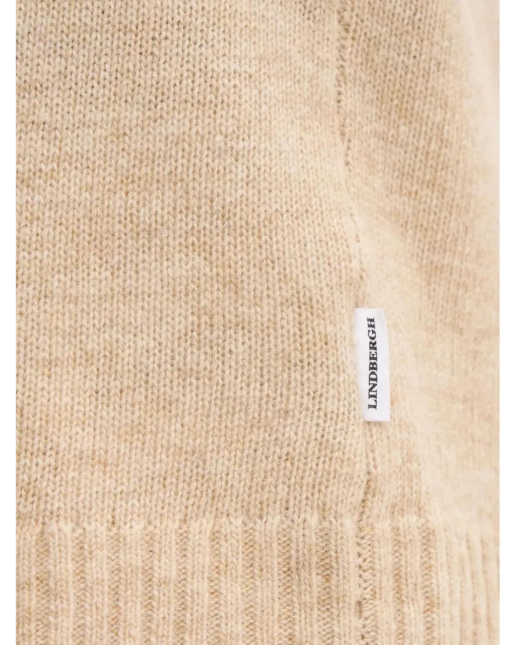 Lindbergh Natural Crew-Neck Ribbed-Trim Sweater for men