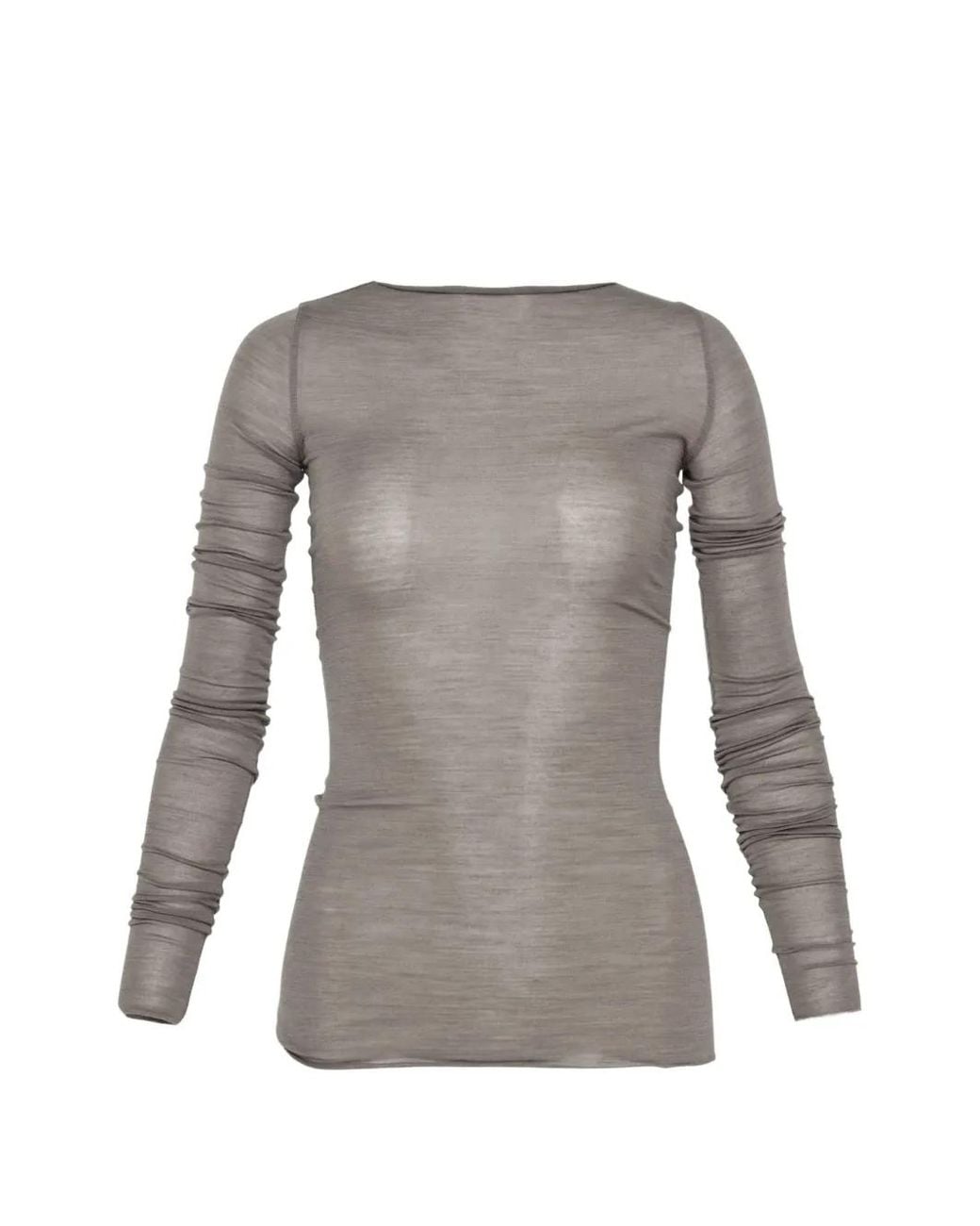 Rick Owens Gray Ls Ruched Long-Sleeve T-Shirt