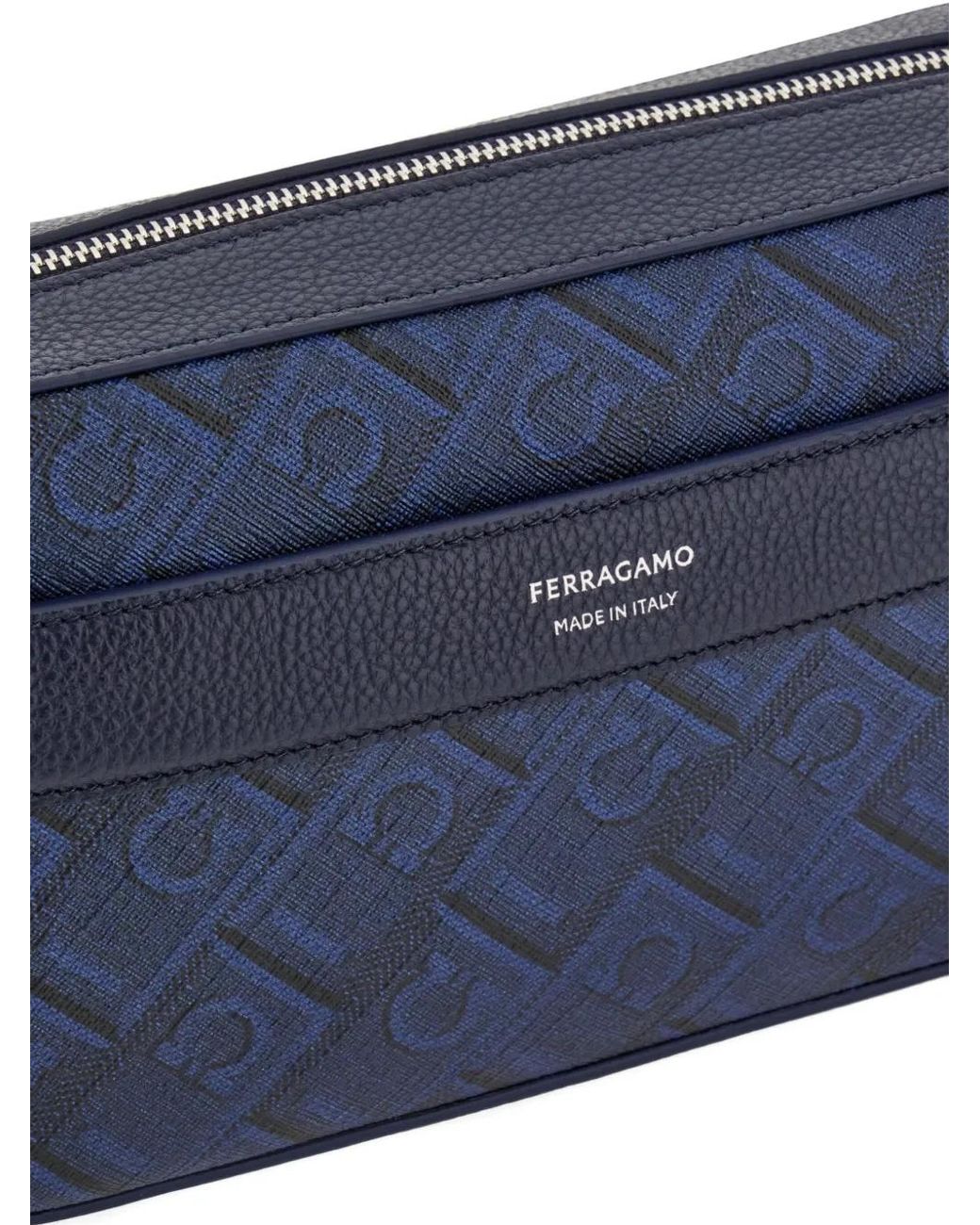 Ferragamo Blue Monogram Messenger Bag for men