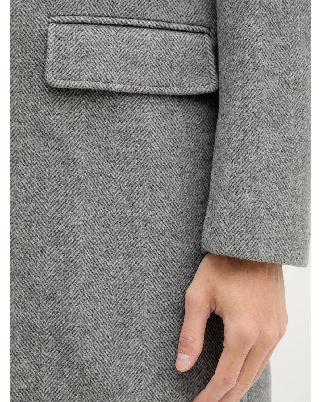 Trussardi Mantel Mit Fischgrätenmuster in Gray für Herren
