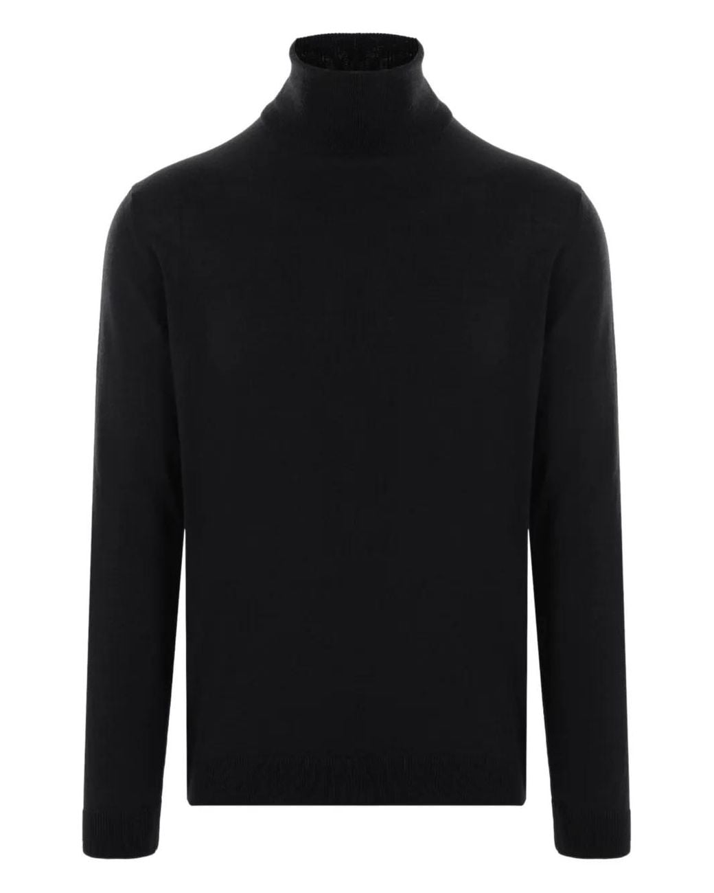 Roberto Collina Black Turtleneck Merino-Wool Sweater for men