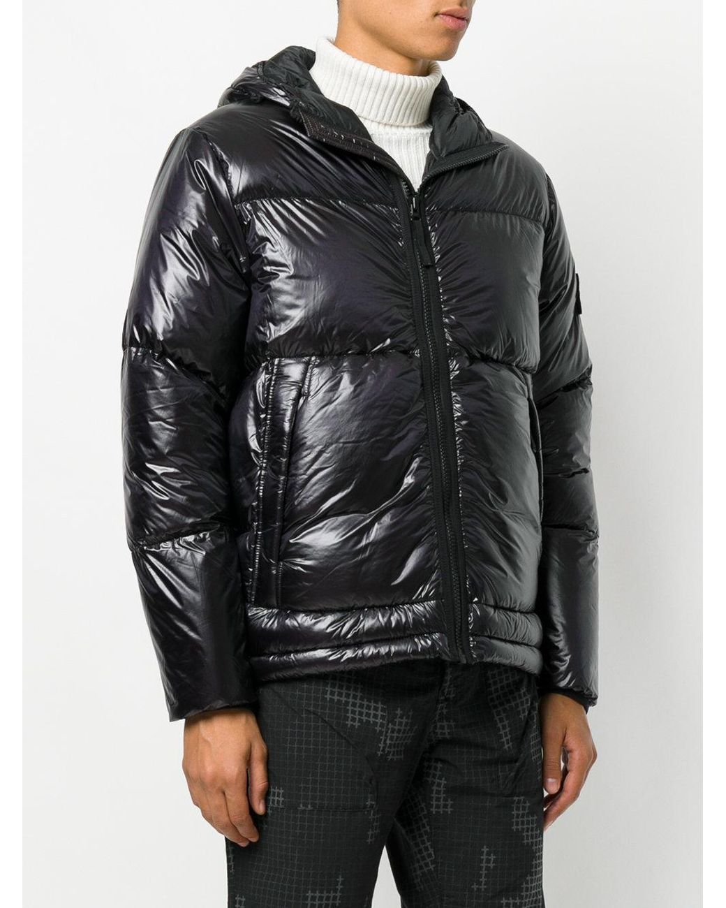 Stone Island Glossy Puffer Jacket in Black for Men | Lyst