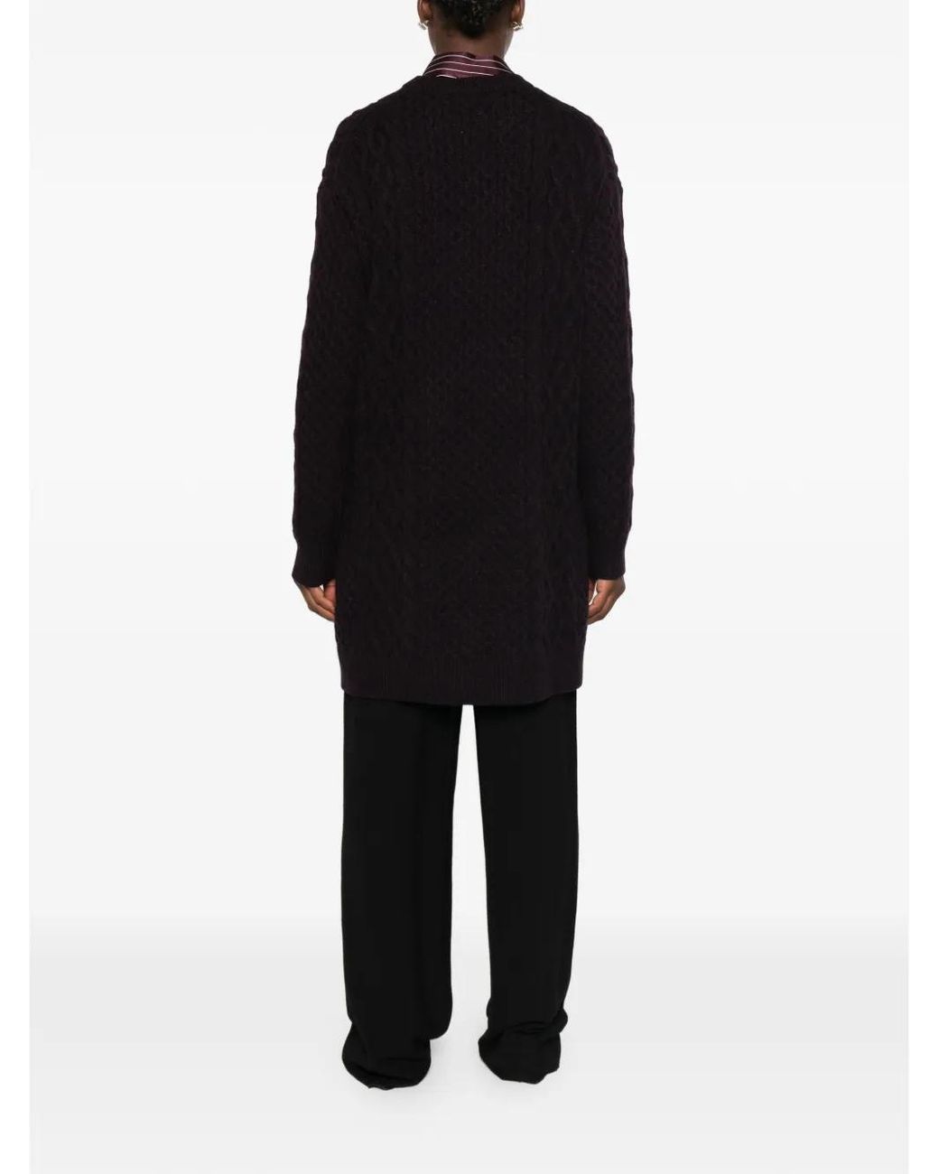 Bompard Black Long-Sleeve Cable-Knit Sweater