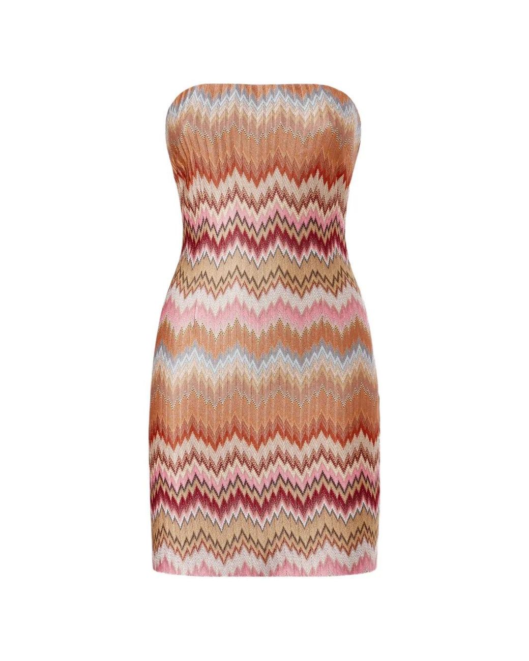 Missoni Pink Chevron Strapless Mini Dress