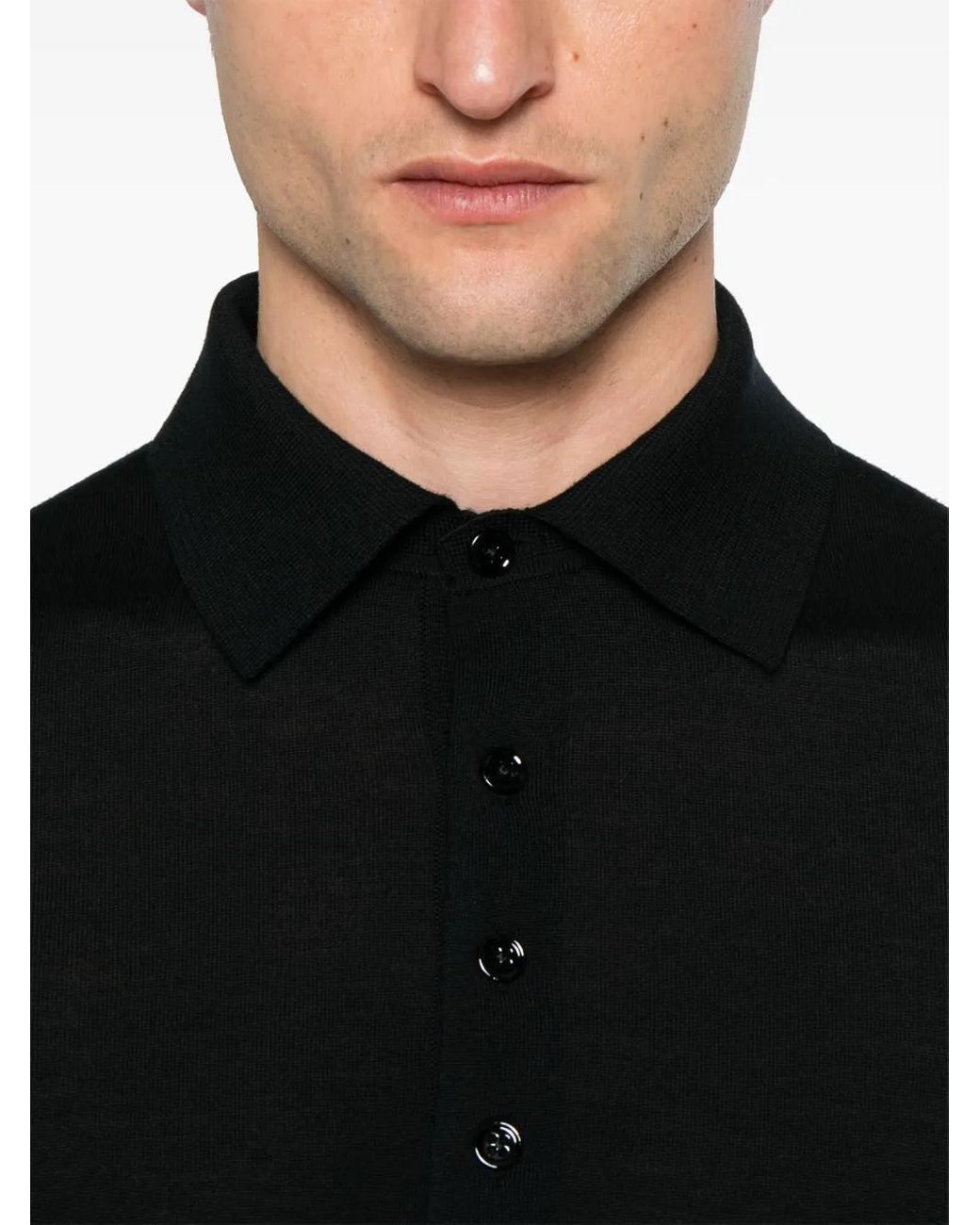 Tom Ford Black Wool Polo Shirt for men