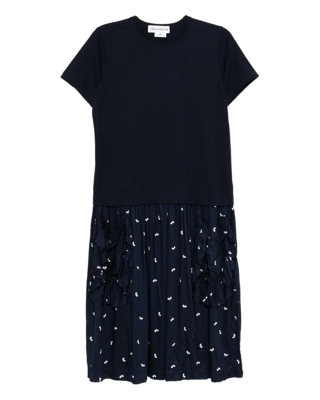Comme des Garçons Blue Ruffled-Pocket Dress