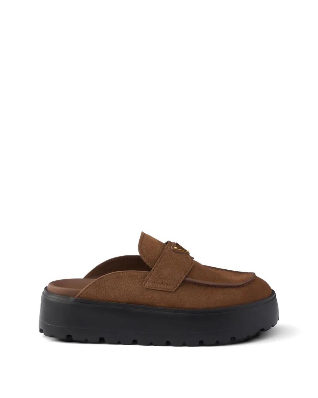 Prada Brown Nubuck Flatform Mules