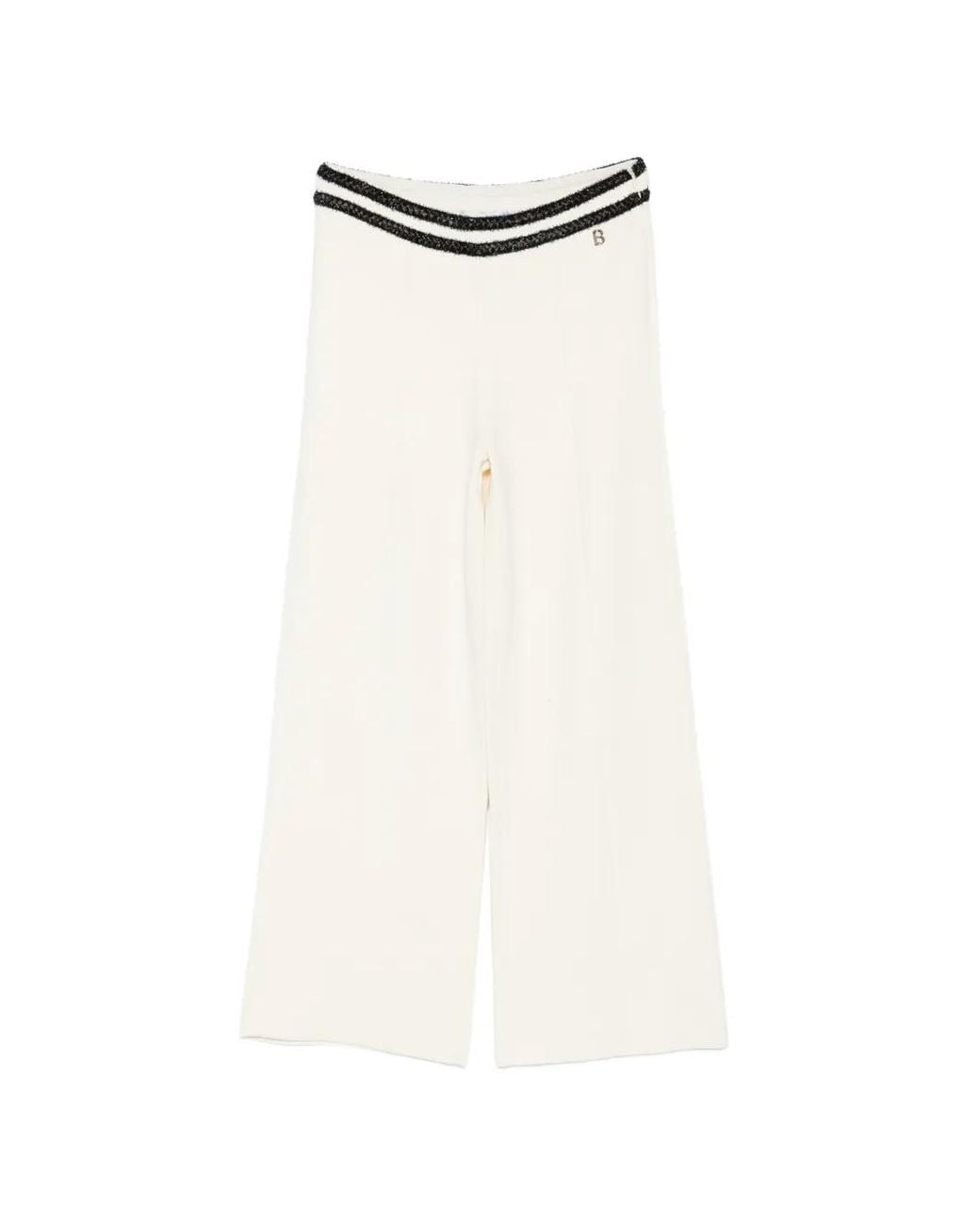 Blugirl Blumarine White Braided-Trim Wide-Leg Trousers