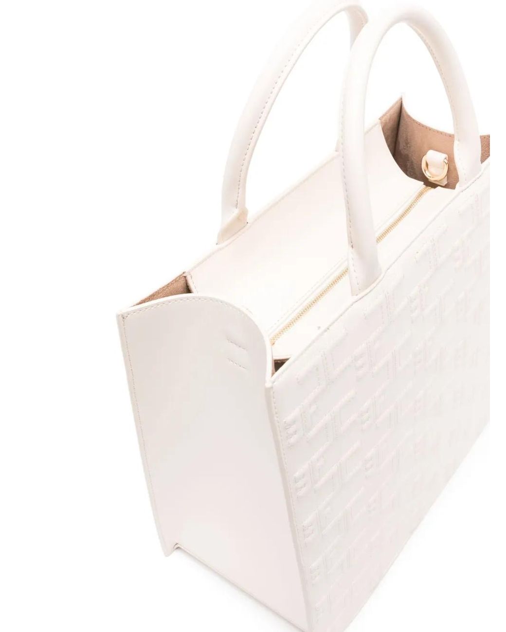 Elisabetta Franchi Natural Large Bold Monogram Tote Bag