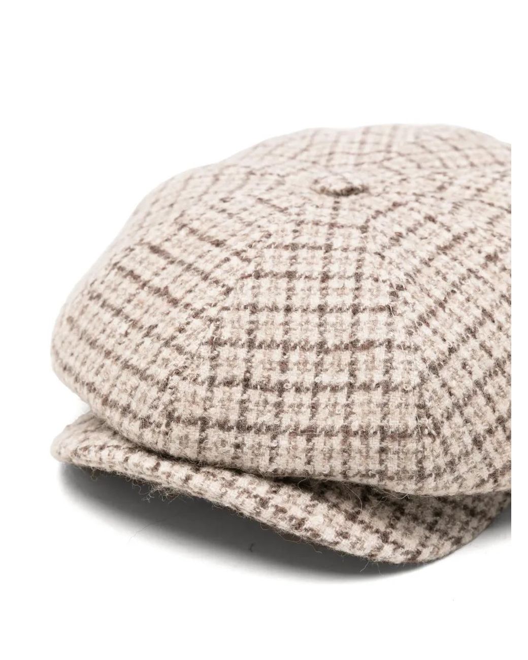 Eleventy Natural Check-Pattern Baker-Boy Cap for men