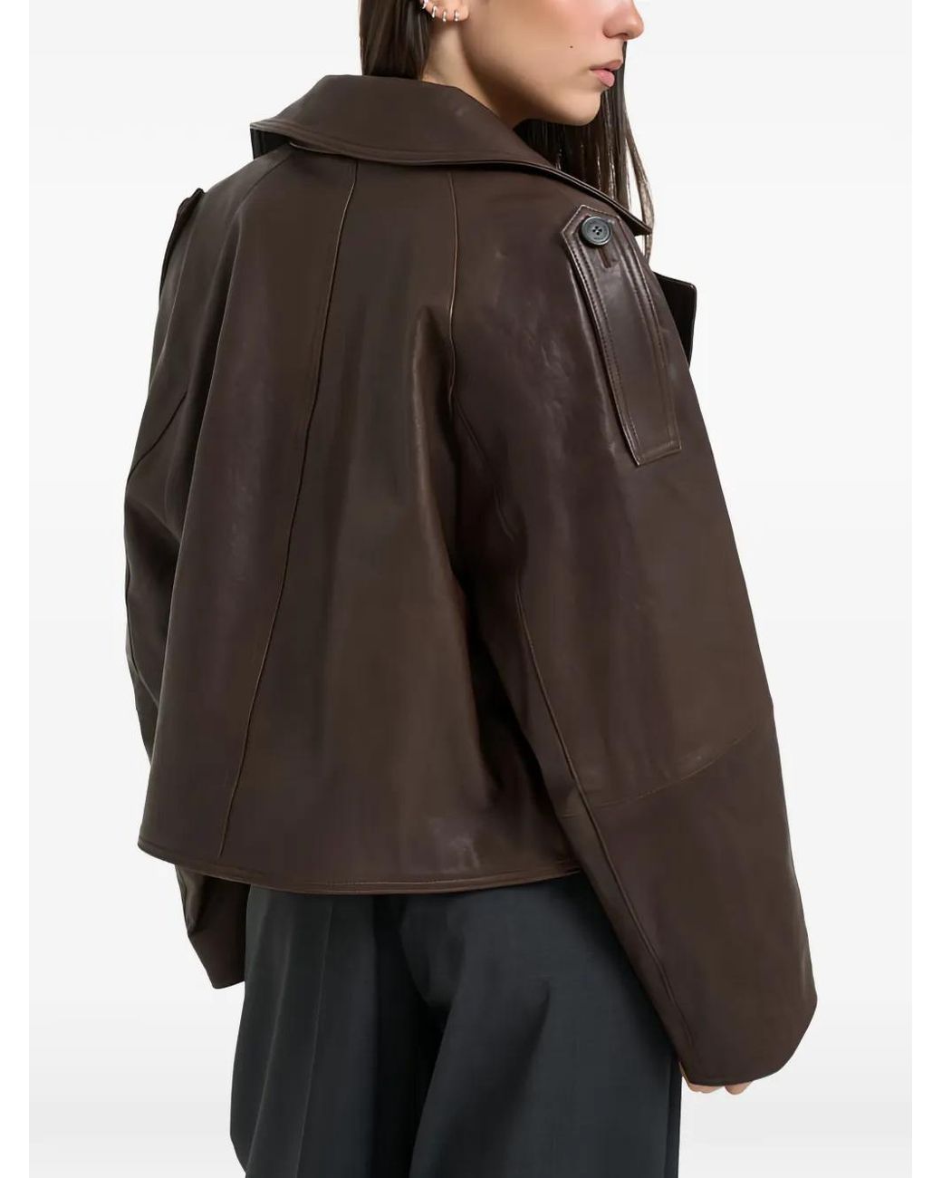 Weekend by Maxmara Black Felino Double-Breasted Leather Jacket