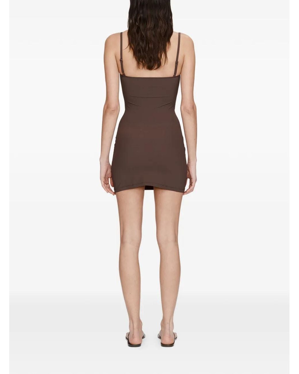 Christopher Esber Brown Stone Ruched Mini Dress