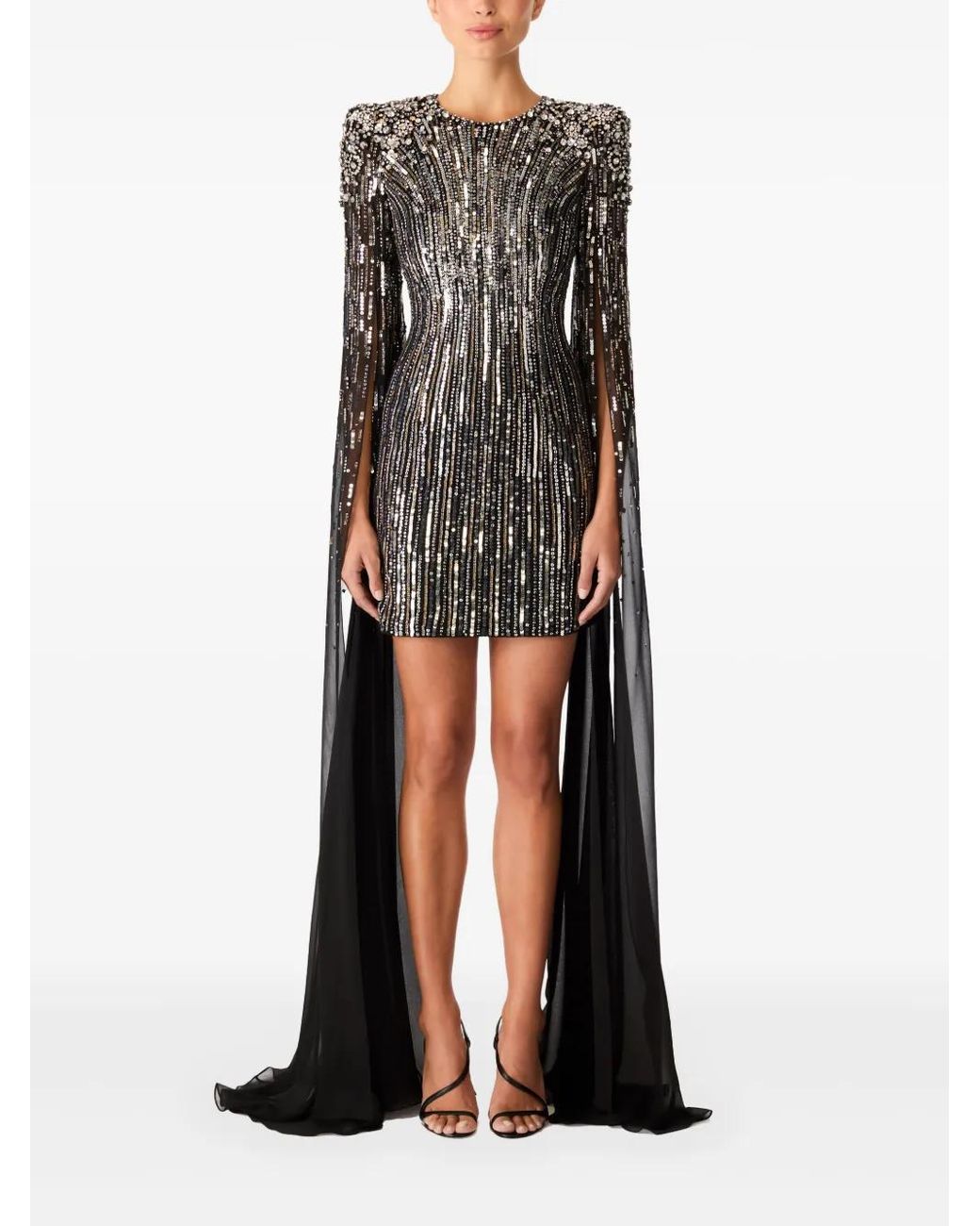 Jenny Packham Nessa Mini Dress in Black | Lyst