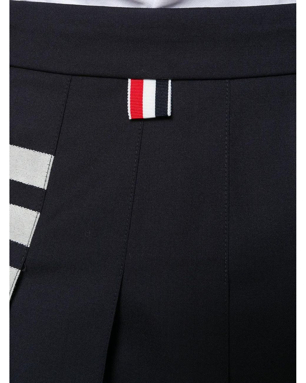 Thom Browne Blue Plain Weave 4-Bar Pleated Mini Skirt