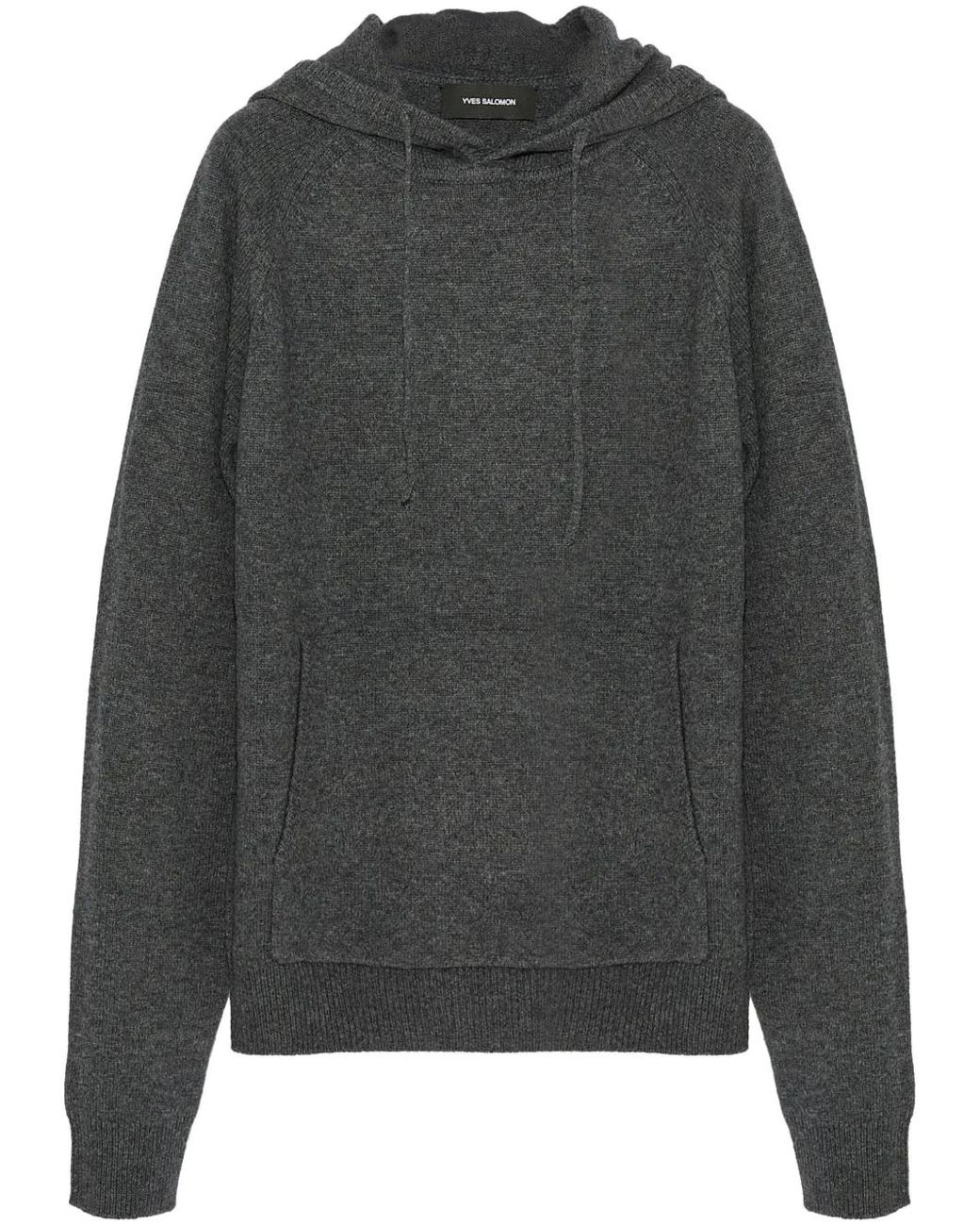 Yves Salomon Gray Knit Hoodie for men