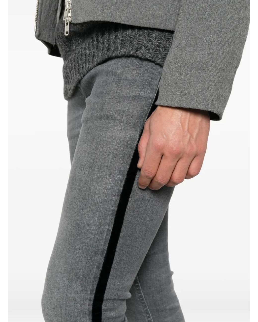 Dondup Gray Velvet-Stripe Jeans for men