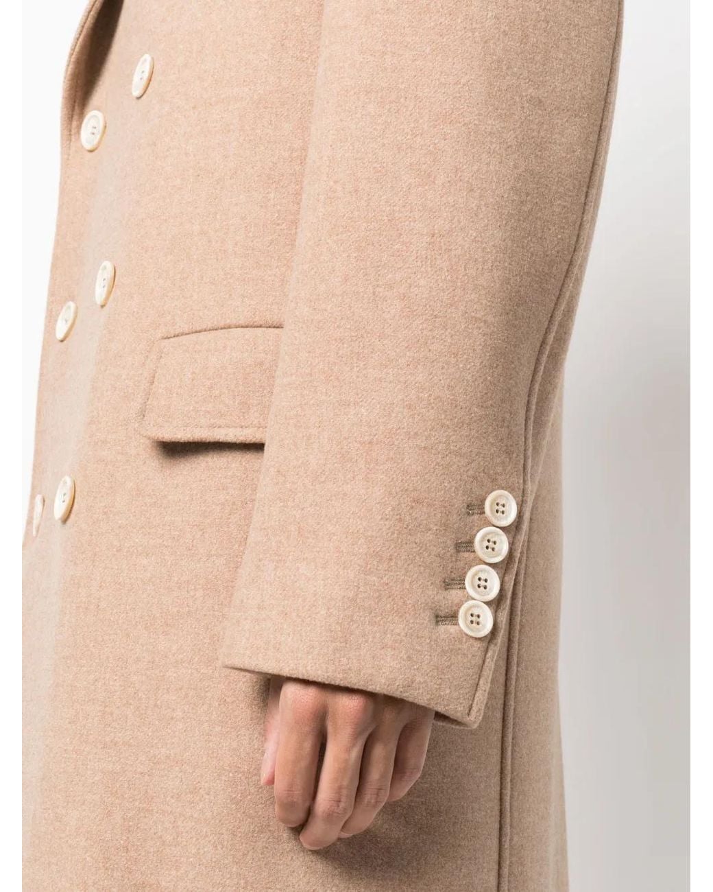 Brunello Cucinelli Natural Double-Breasted Wool-Blend Coat for men