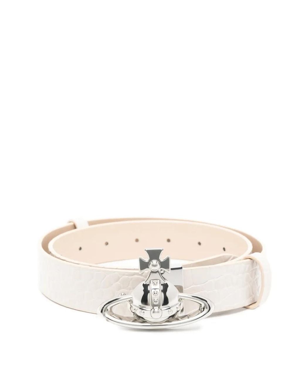 Vivienne Westwood Natural Ceinture À Effet Peau De Crocodile Orb
