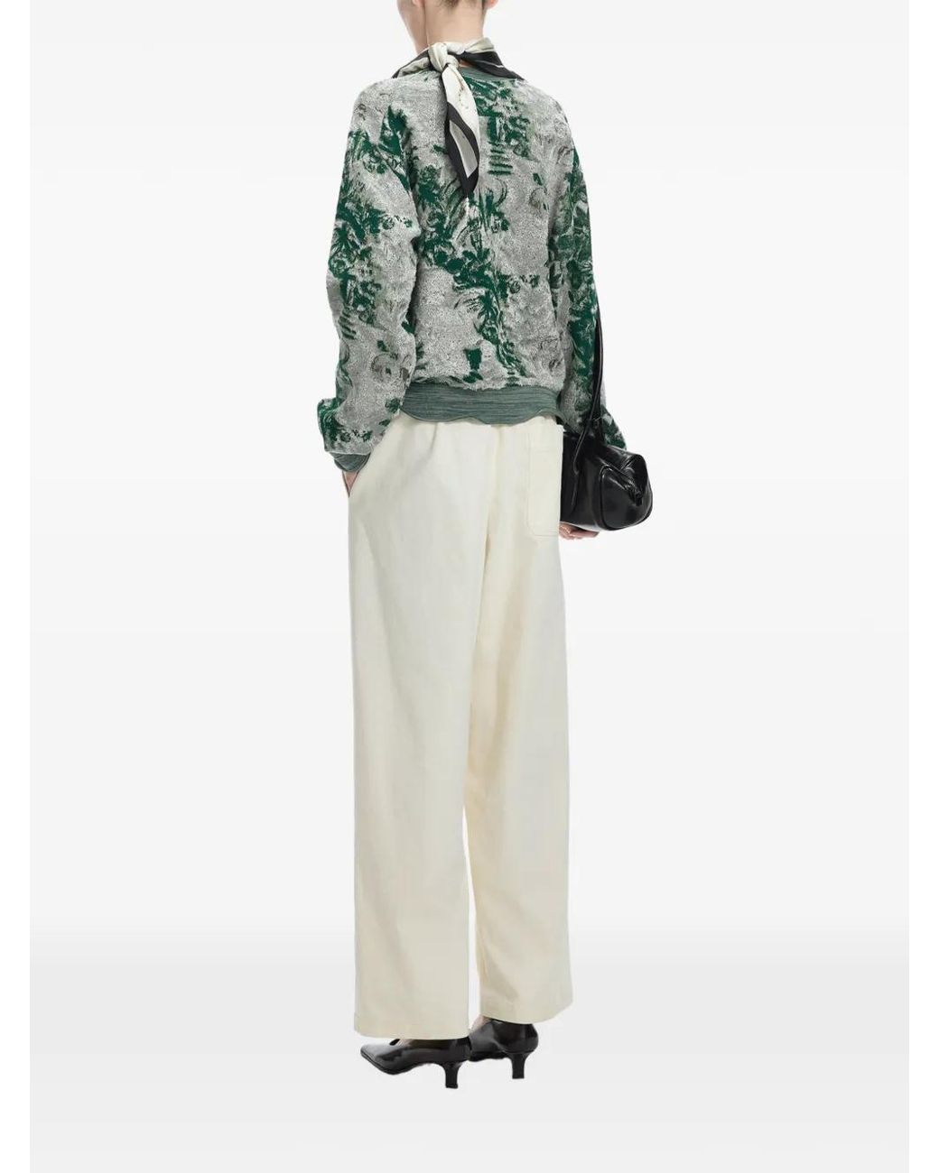 JNBY Green Jacquard-Knit Cropped Cardigan
