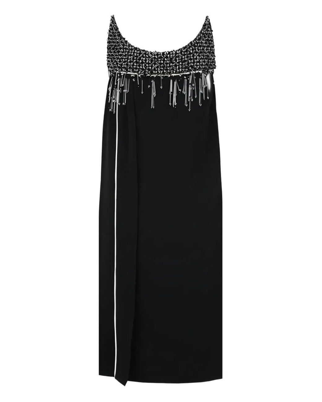 Prada Black Crystal-Bead Embellished Mini Dress