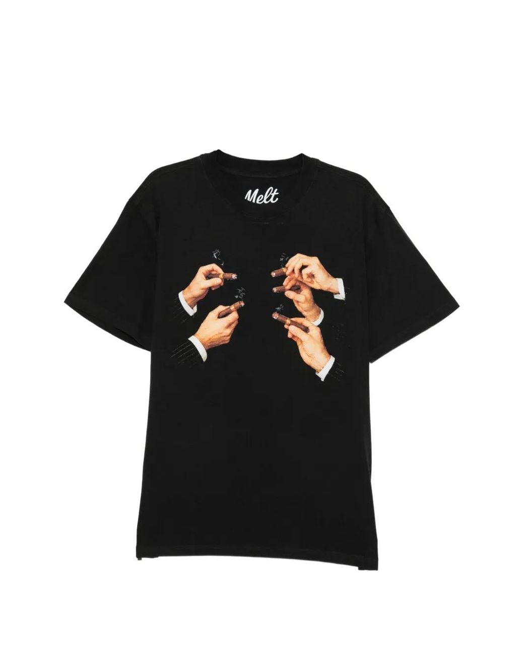 Melt Black T-Shirt En Coton À Col Rond for men