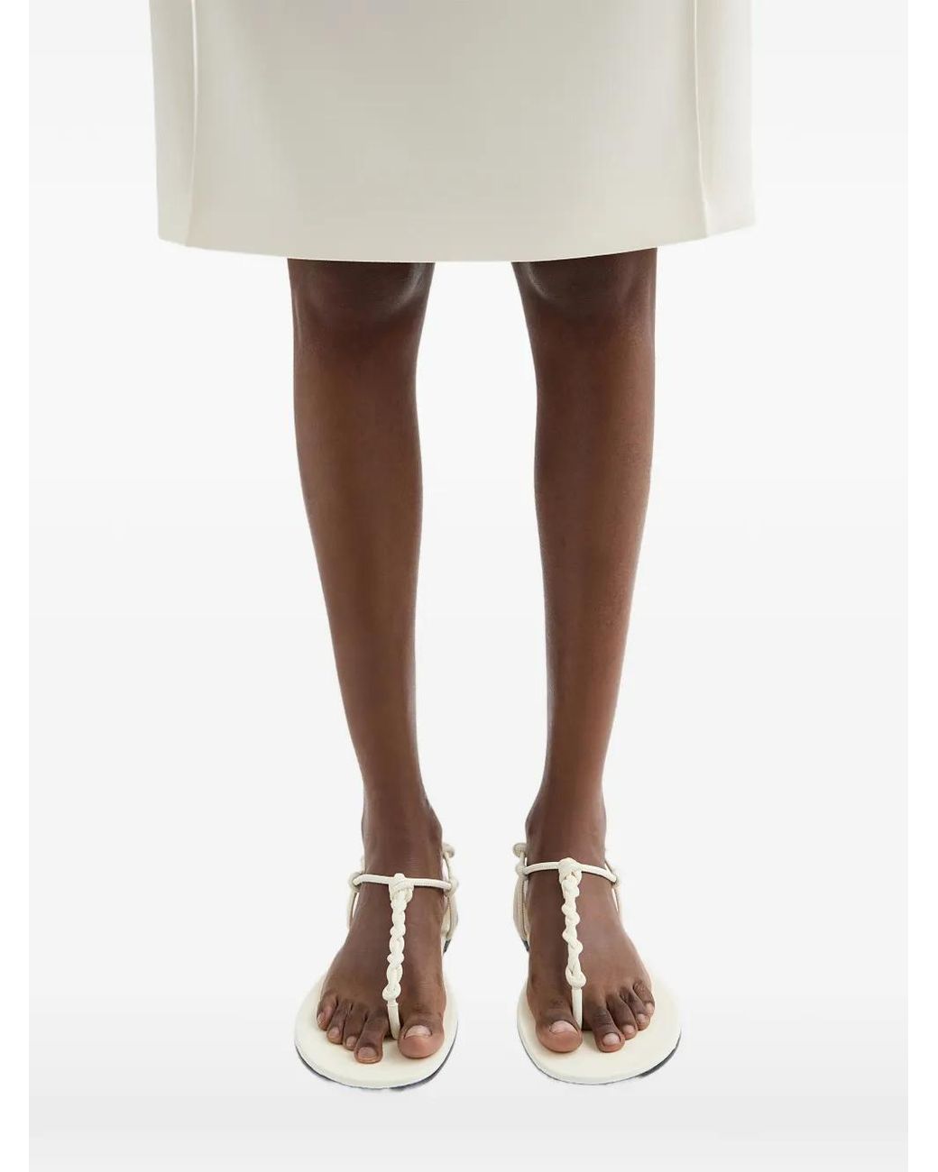 Jil Sander White Tangle Flat Sandals