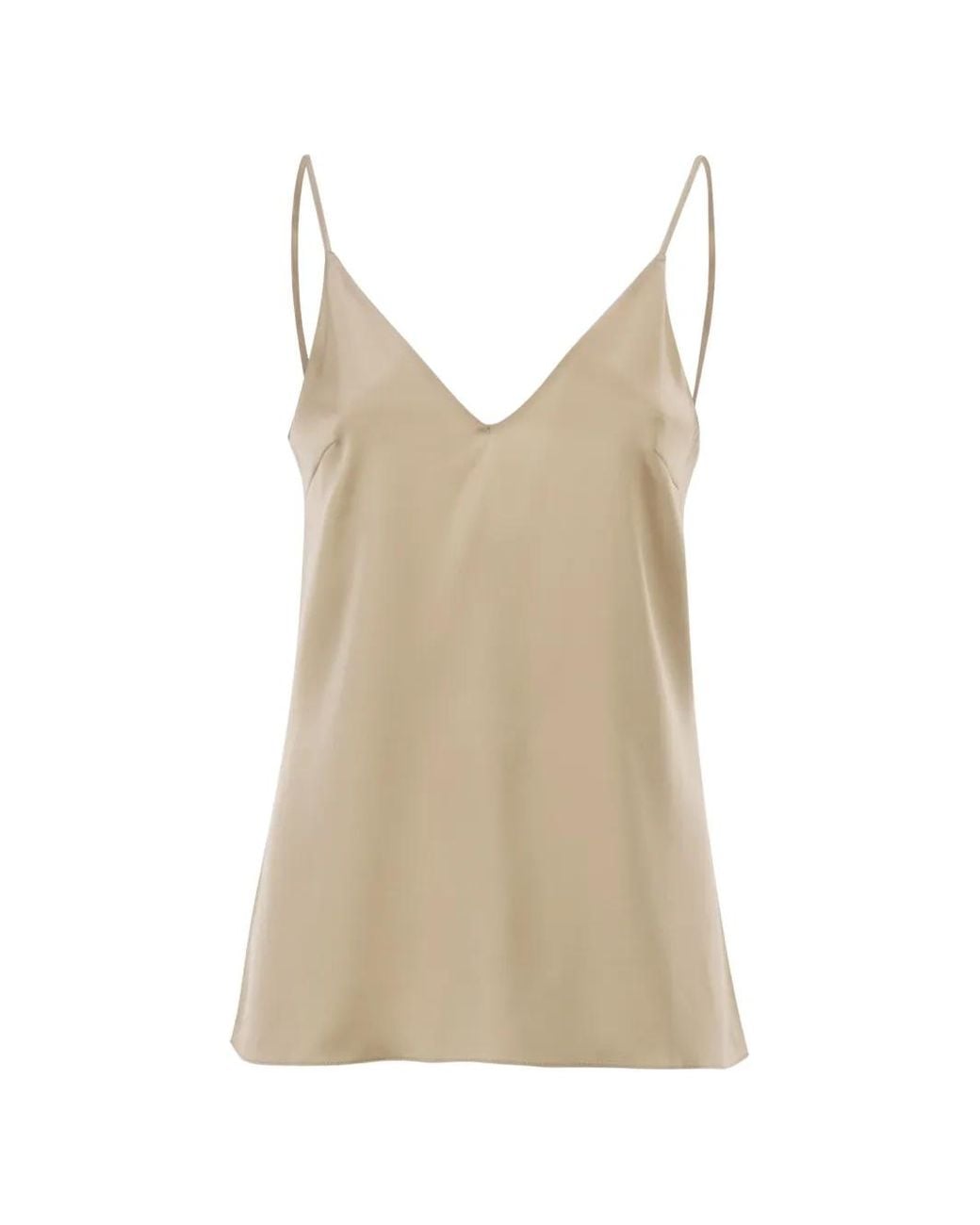 Brunello Cucinelli Natural Stretch Silk Satin Top