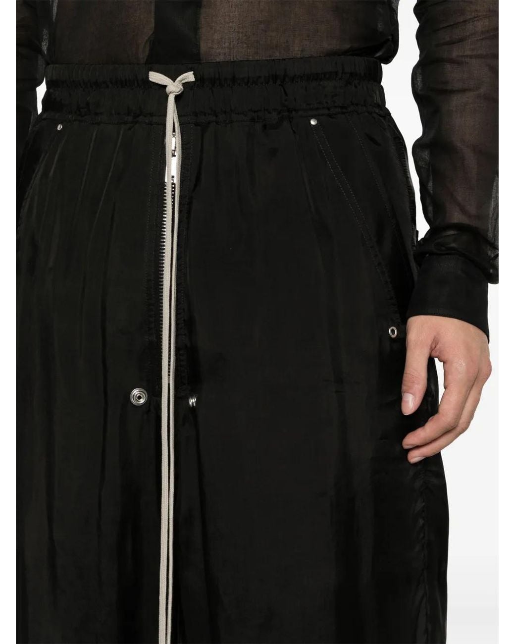Rick Owens Black Bela Satin Wide-Leg Trousers for men
