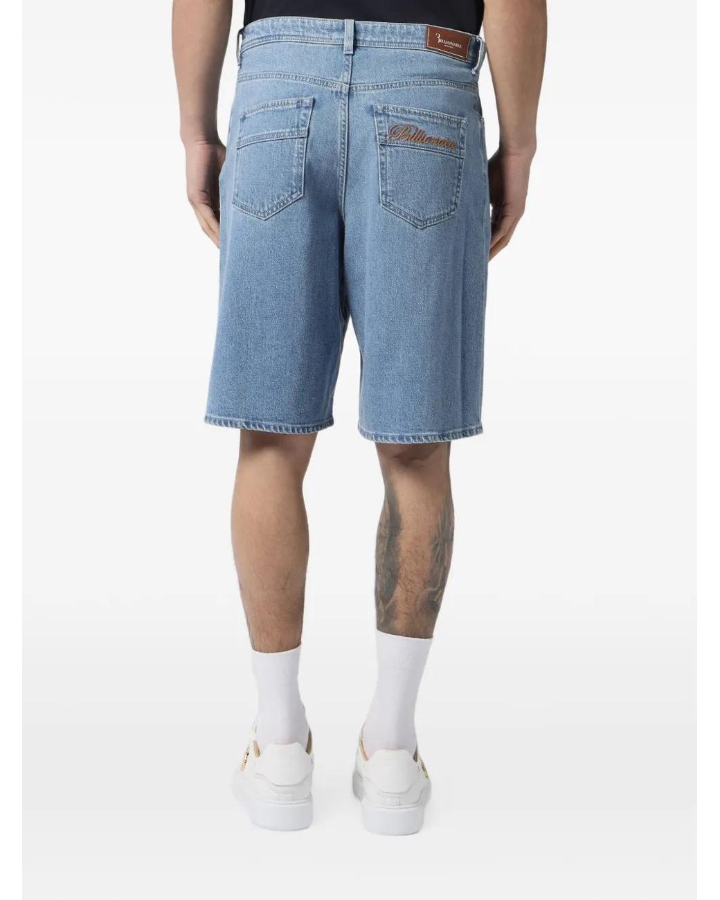 Billionaire Blue Bb Signature Logo-Patch Shorts for men
