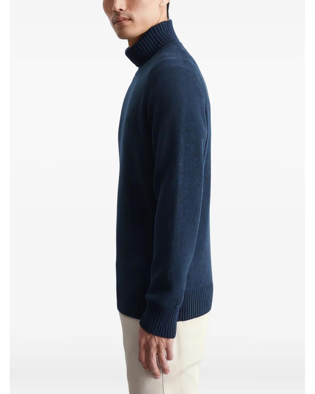 Marc O' Polo Blue Ribbed Turtleneck Sweater for men