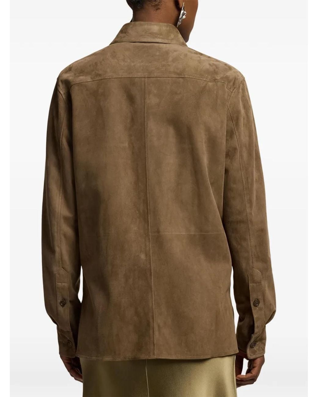 Ralph Lauren Brown Landry Lamb-Suede Shirt