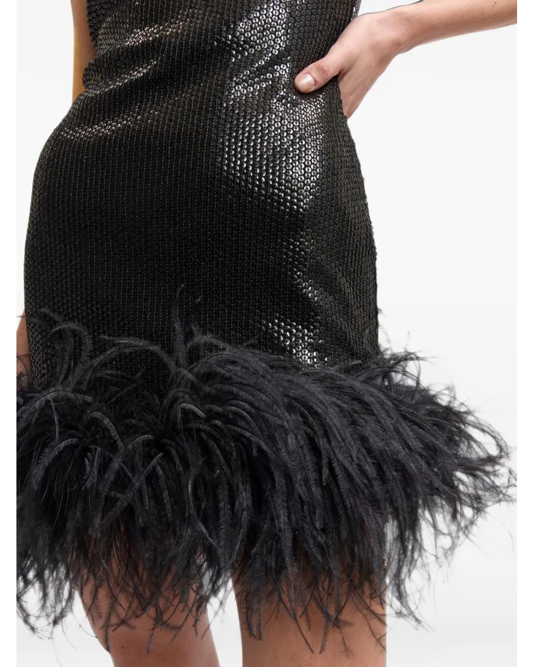 16Arlington Black Sior Diamond-Sequin Mini Dress