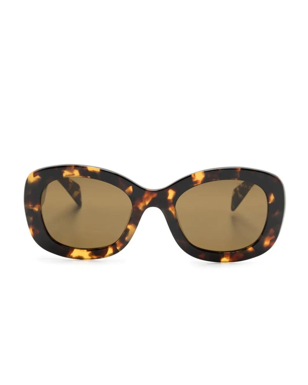 Prada Brown Logo-Embossed Oversize-Frame Sunglasses