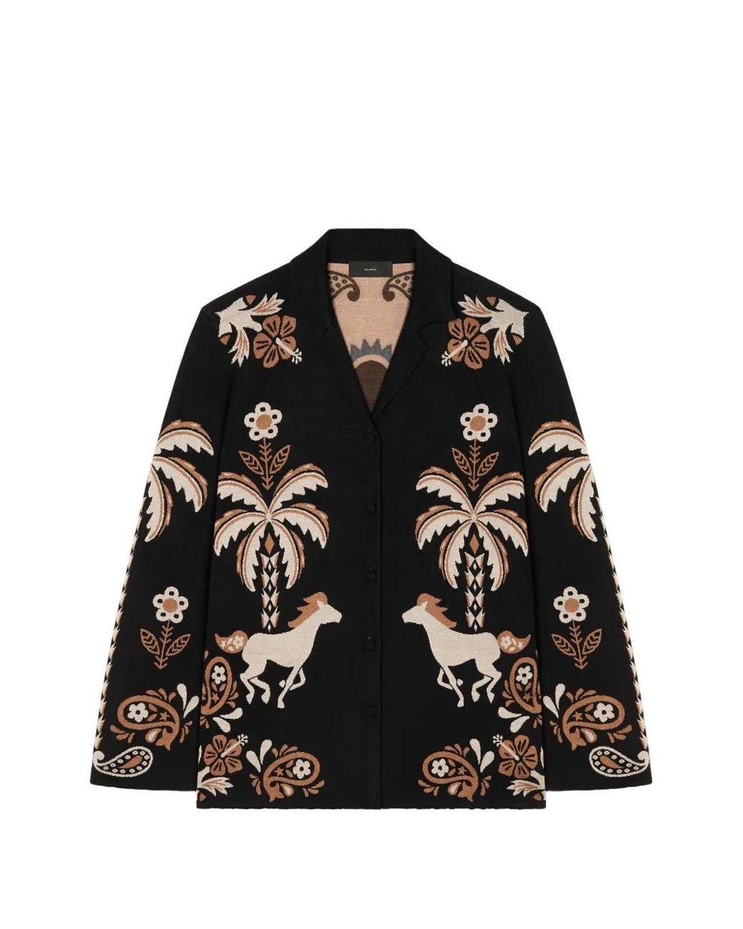 Alanui Black Island Roots Jacquard-Knit Shirt