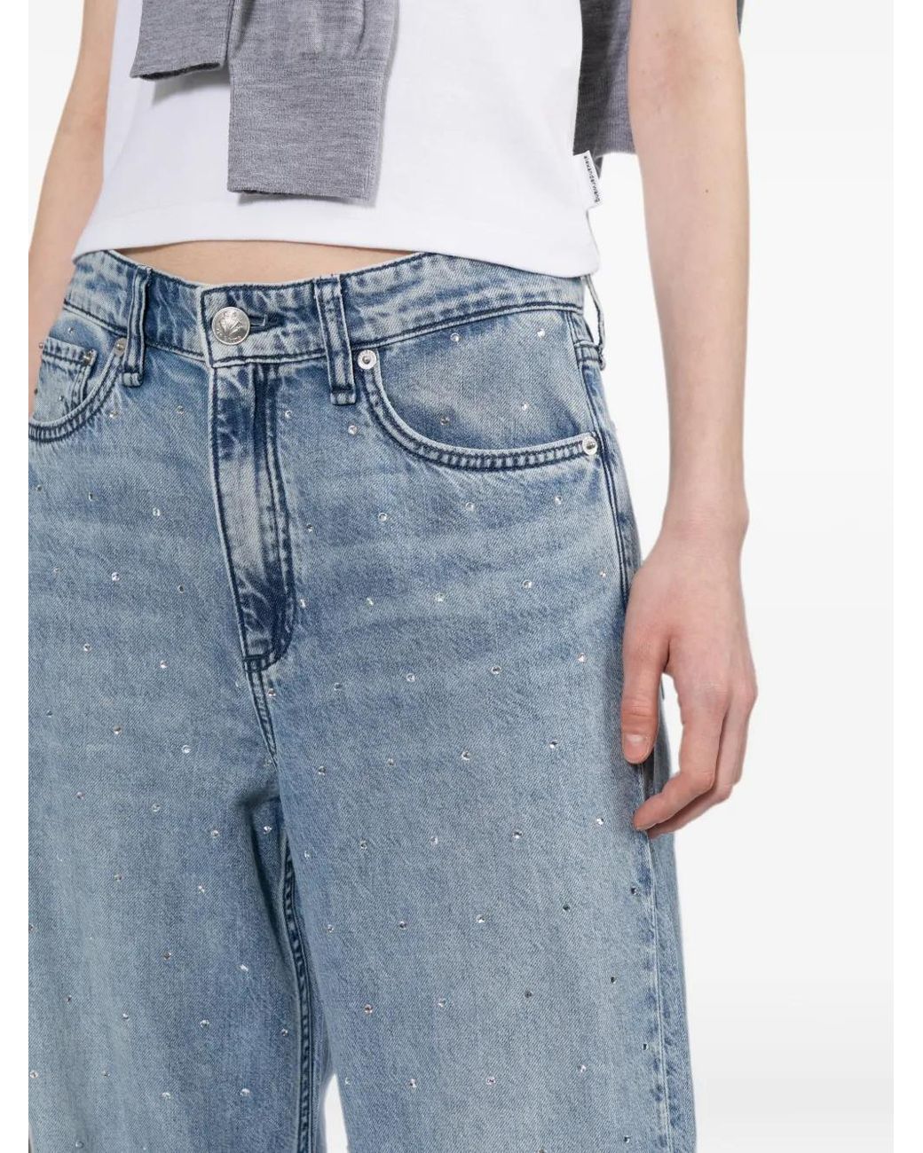 Rag & Bone Blue Jean À Ornements En Cristal Logan
