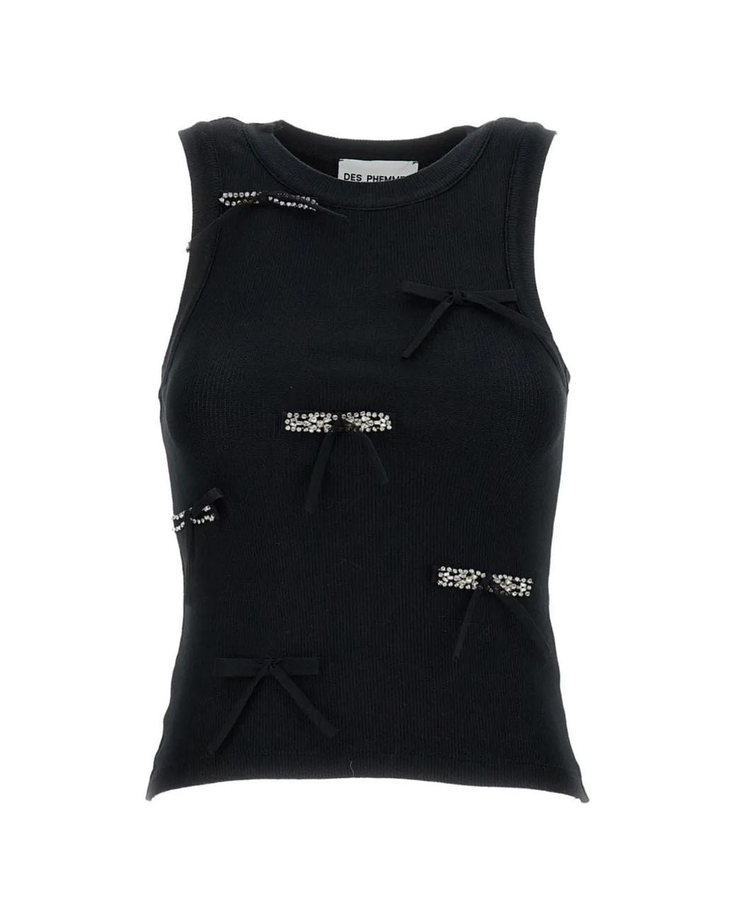 Des Phemmes Black Bow-Embellished Top