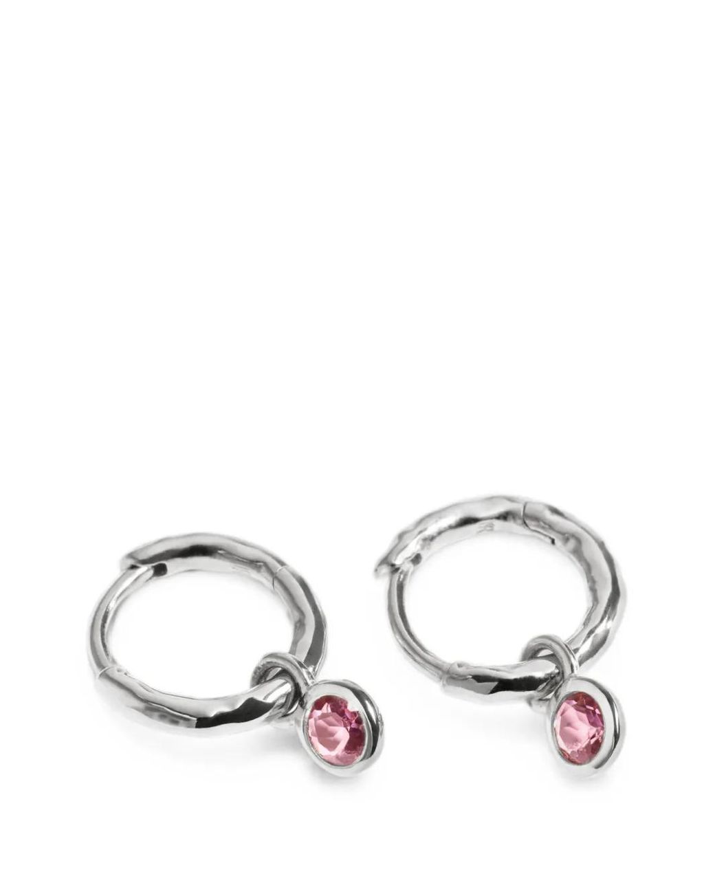 Monica Vinader White Hammered-Effect-Gemstone Earrings