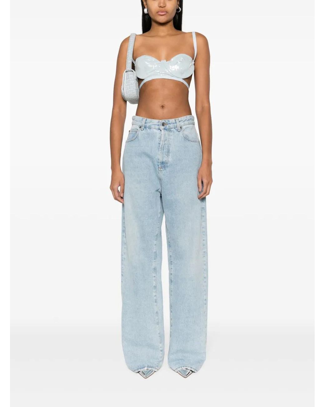 Gcds White Sequined Bra Top