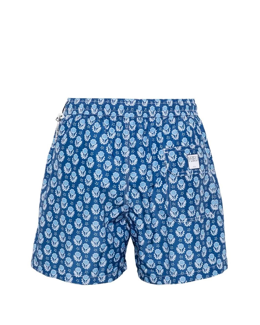 Fedeli Blue Floral Print Swim Shorts for men