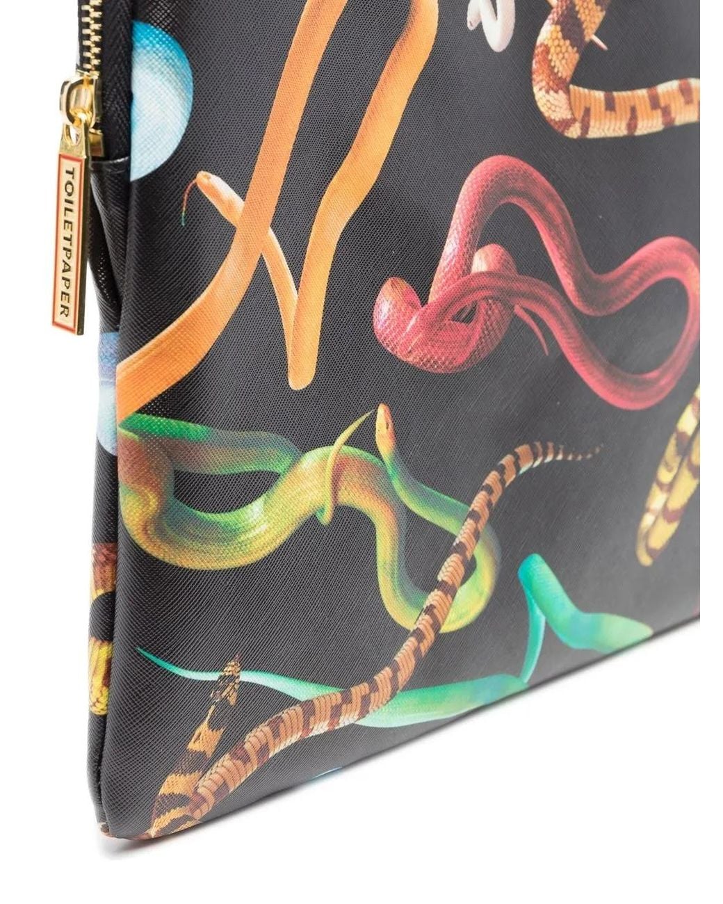 Seletti Gray Snake-Print Laptop Case