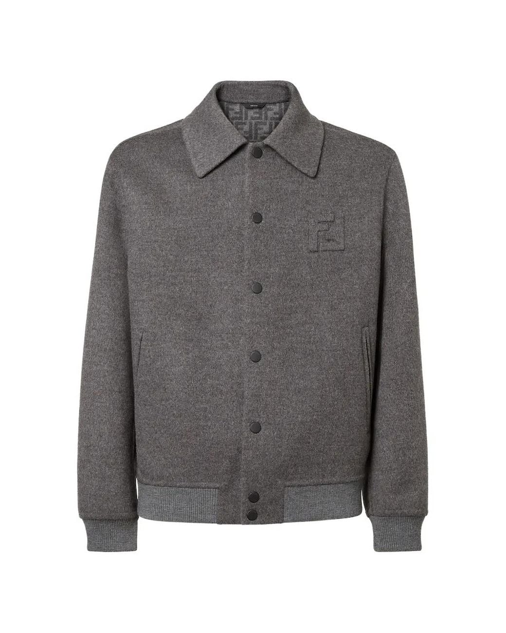 Fendi Gray Wool Bomber Jacket for men