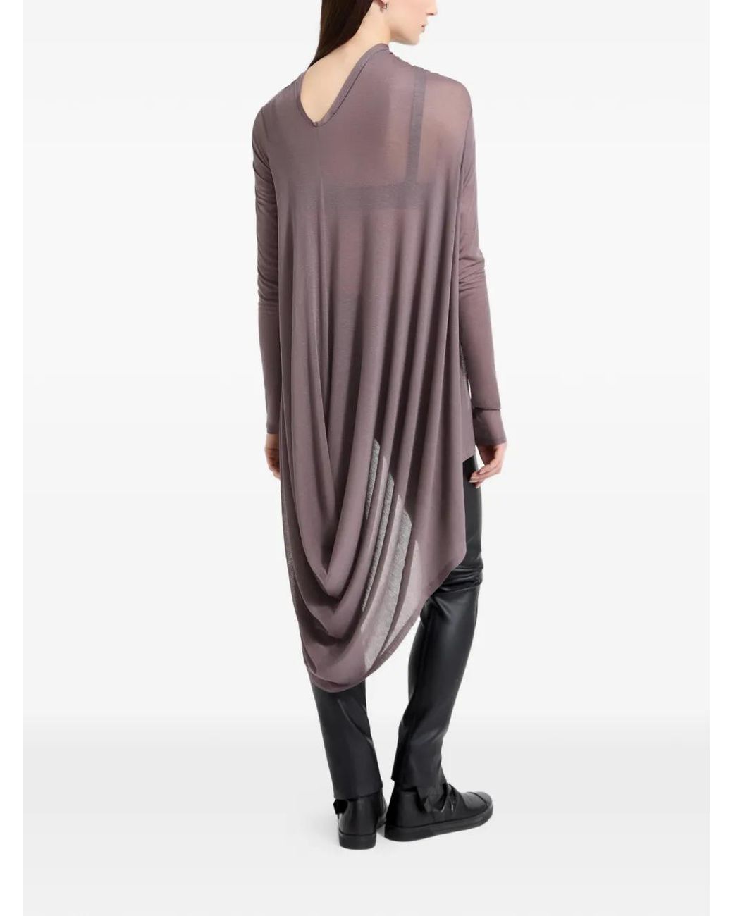 MARCELLA Gray Iris Asymmetrical-Drape Tunic