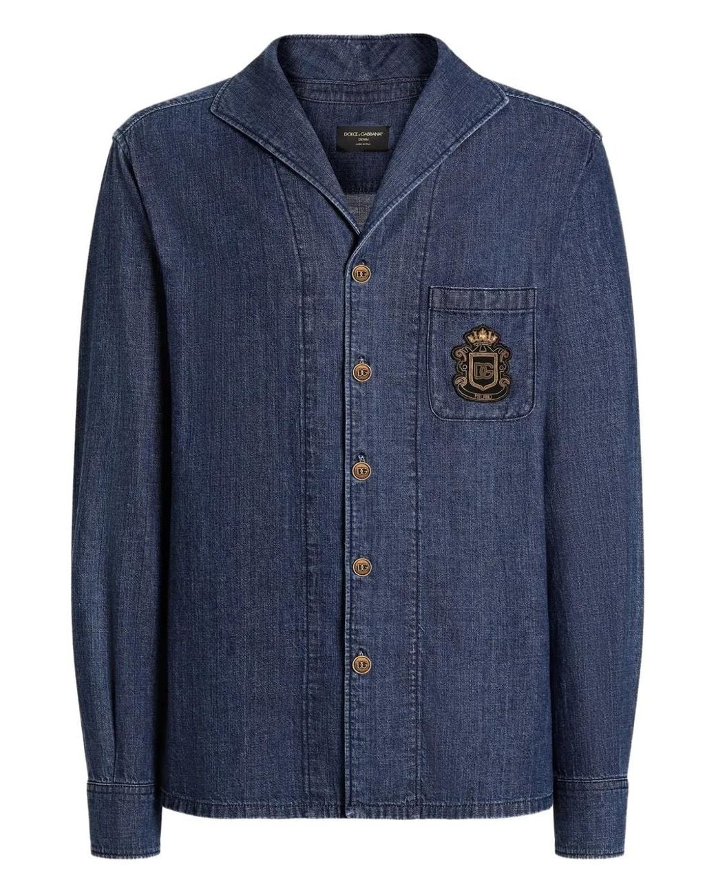 Dolce & Gabbana Blue Button-Fastening Long-Sleeve Shirt for men