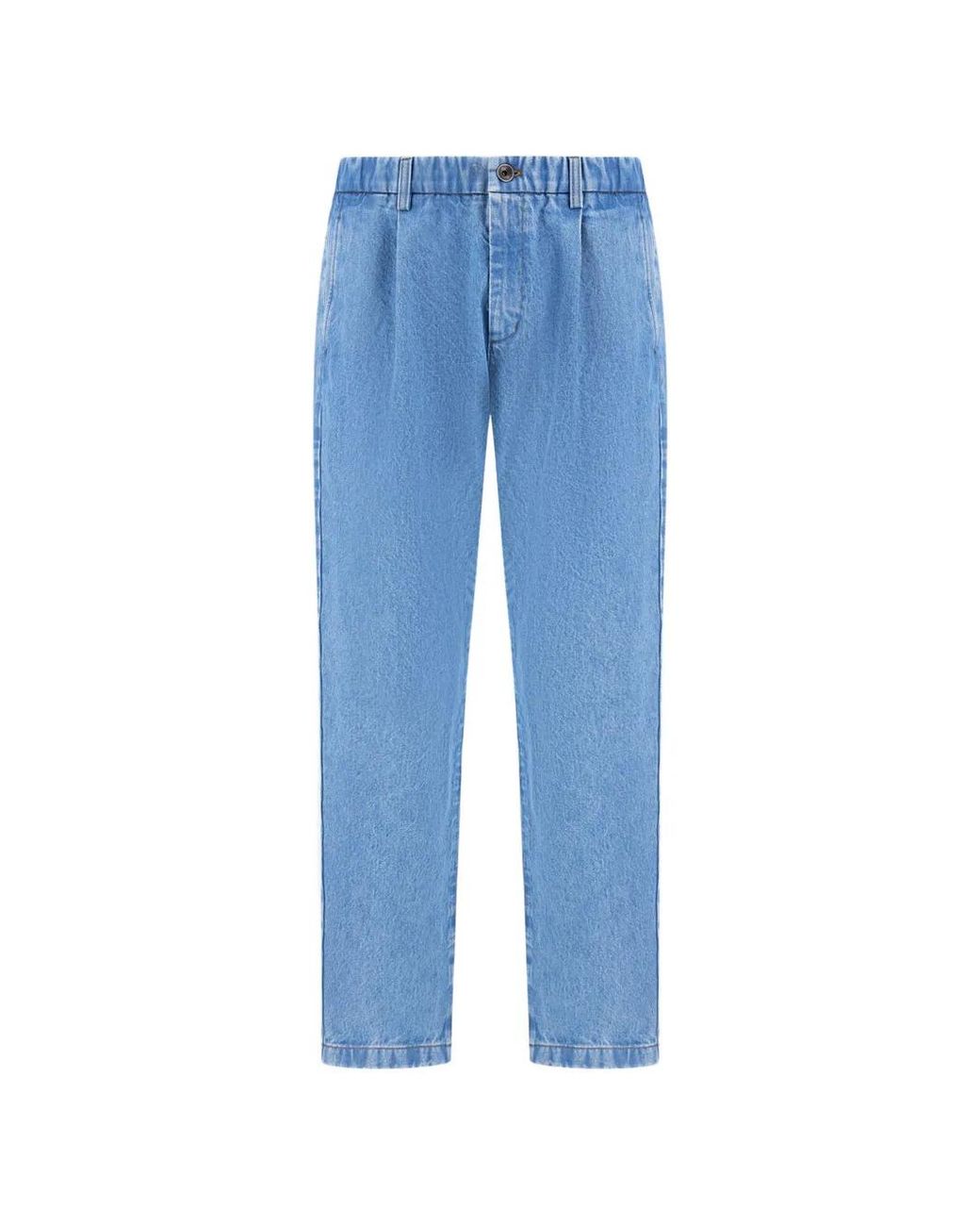 Herno Blue Pleated Straight-Leg Jeans for men