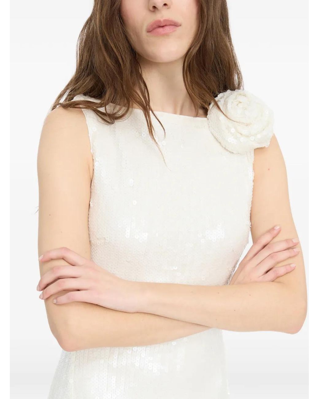 ROTATE BIRGER CHRISTENSEN White Robe Évasée À Sequins