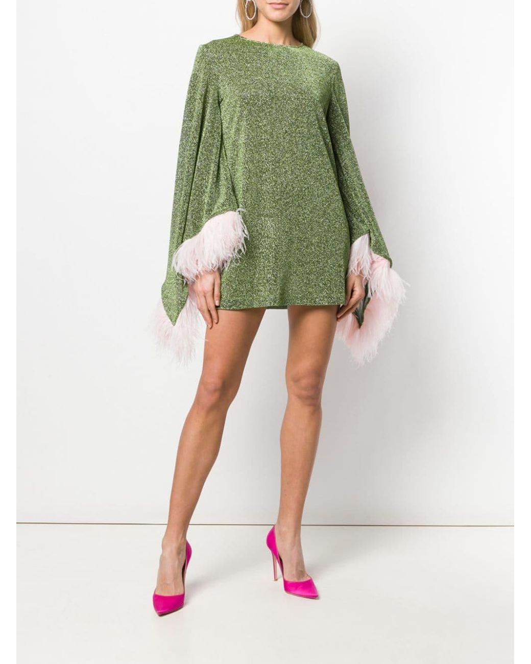 The Attico Feather Trim Mini Dress in Green | Lyst The Attico Feather Trim Mini Dress in Green | Lyst