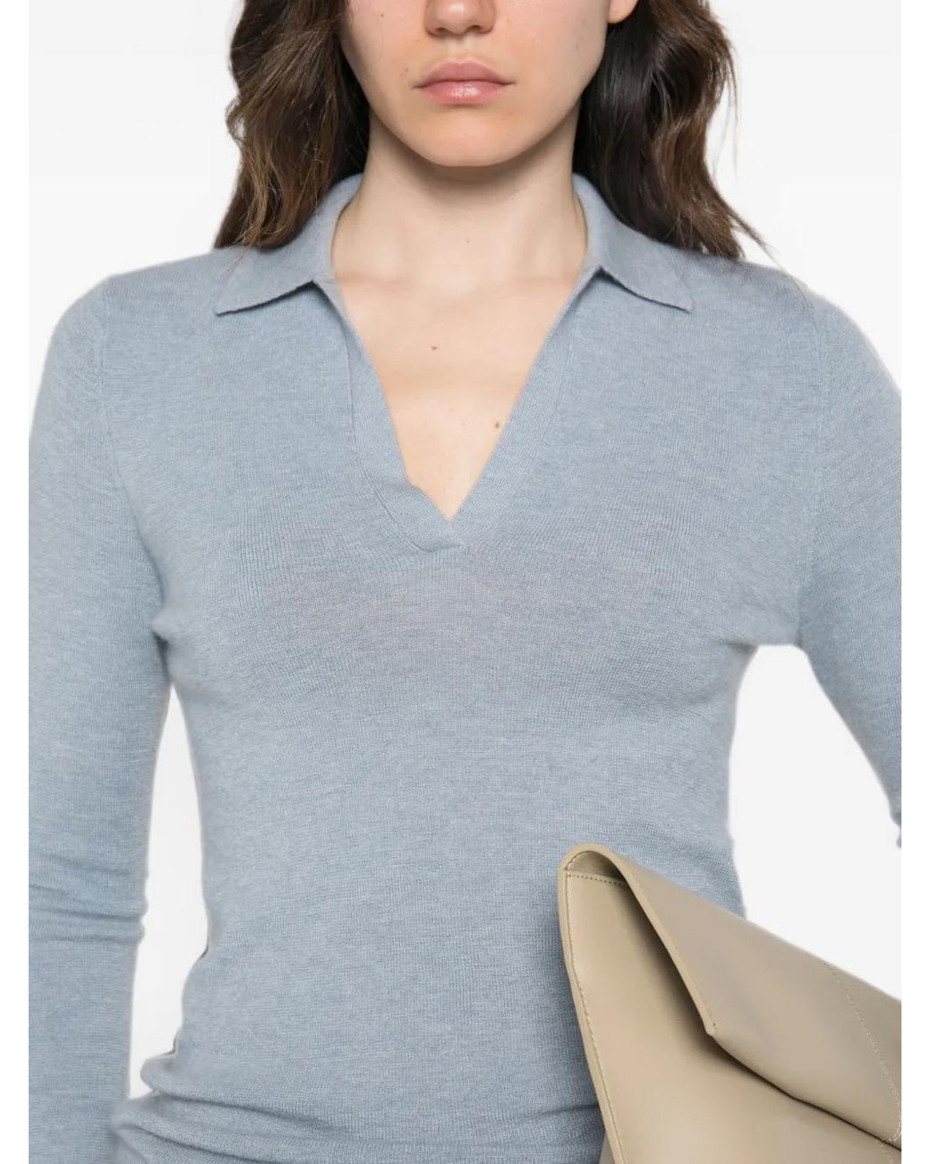 Bompard Blue Fine-Knit Long-Sleeve Jumper