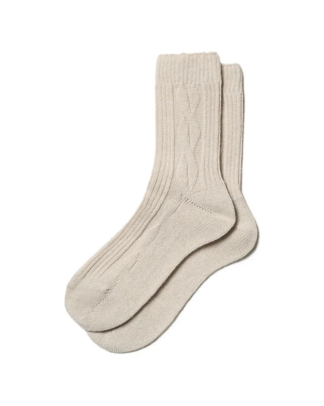 Peserico Natural Cable-Knit Ribbed Socks