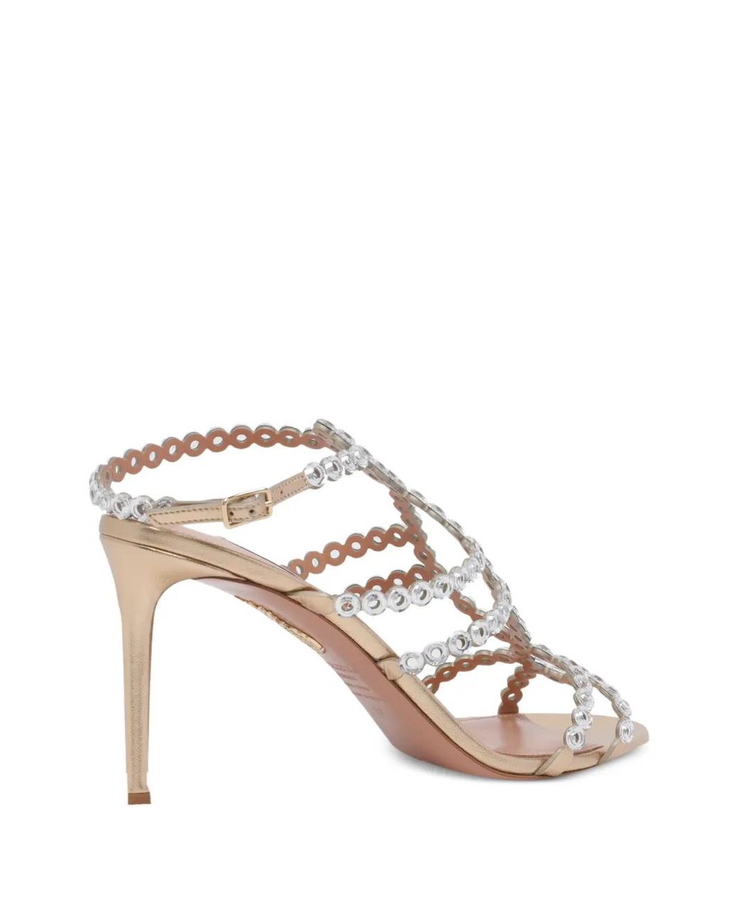 Aquazzura White Sandales Mooncrush À Ornements En Cristal