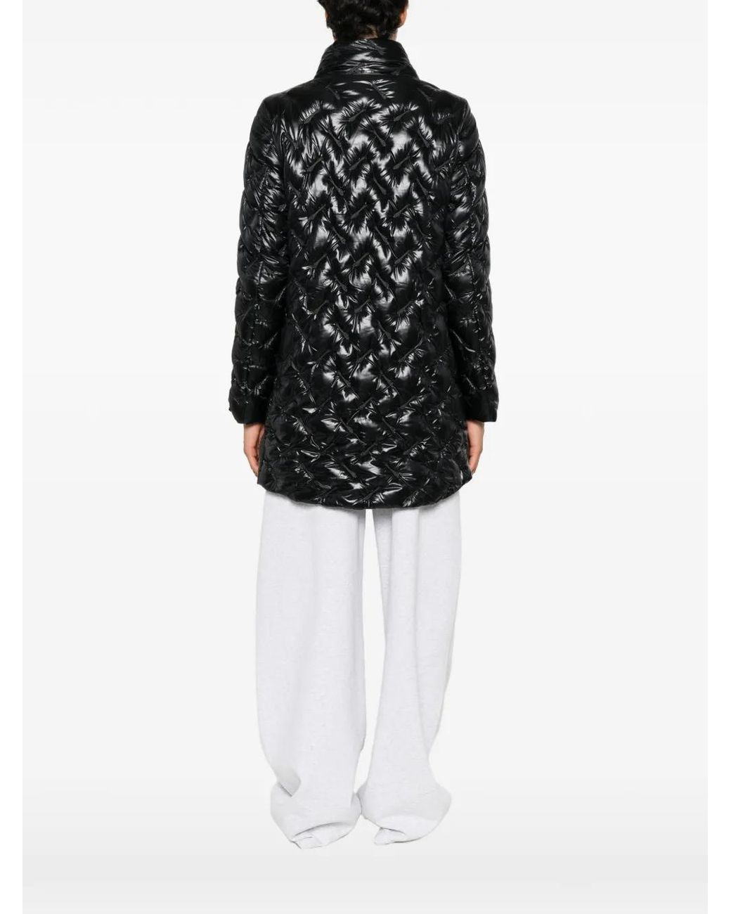 Herno Black Quilted High-Neck Coat